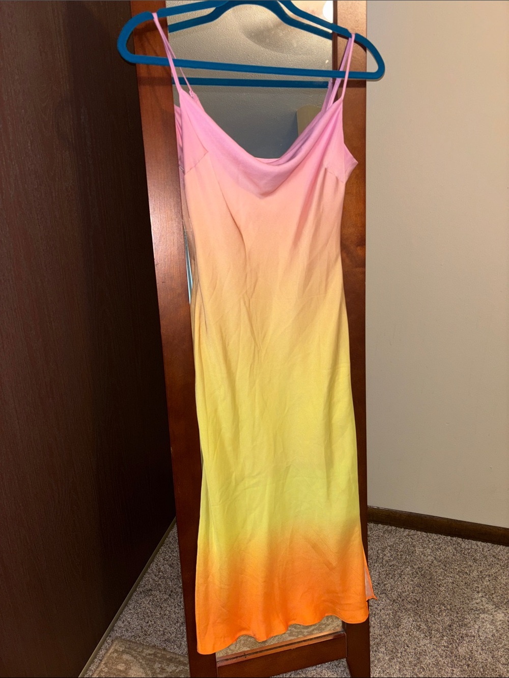 Express Ombre Slip Dress — Pink, Yellow, Orange